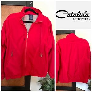 Catalina woman’s medium red nylon full zip jacket coat